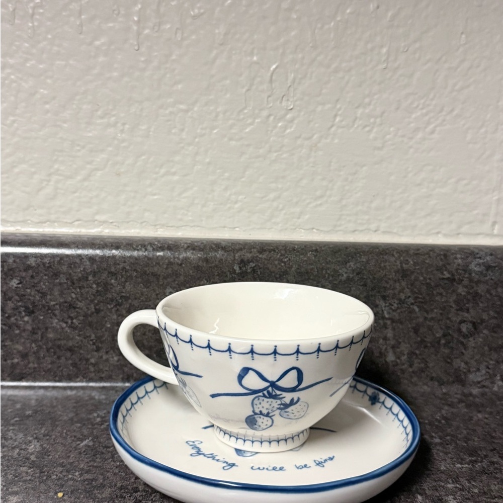 Royal  Blue and White Teacup Set